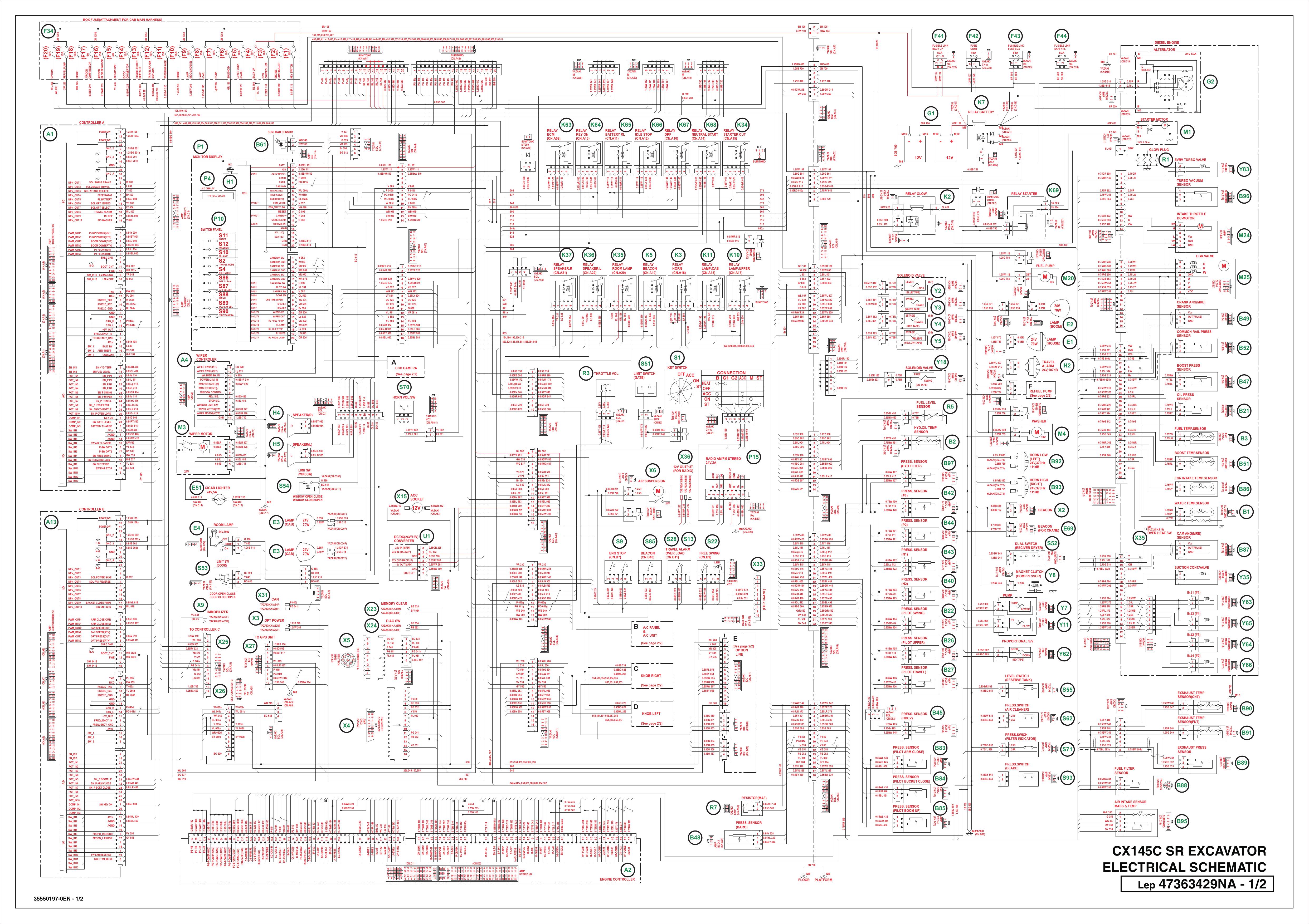 CX145C SR EXCAVATOR ELECTRICAL SCHEMATIC